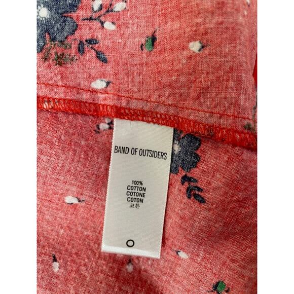 Band Of Outsiders Twee Red Mini Dress Blue Floral Print Cotton V Neck Full Skirt - Picture 12 of 13